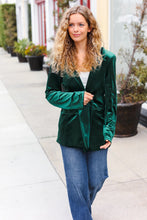 Load image into Gallery viewer, Holiday Stunner Hunter Green Velvet Lapel Blazer
