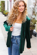 Load image into Gallery viewer, Holiday Stunner Hunter Green Velvet Lapel Blazer
