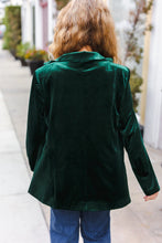 Load image into Gallery viewer, Holiday Stunner Hunter Green Velvet Lapel Blazer
