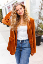 Load image into Gallery viewer, Holiday Stunner Rust Velvet Lapel Blazer
