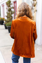 Load image into Gallery viewer, Holiday Stunner Rust Velvet Lapel Blazer
