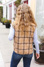 Load image into Gallery viewer, Layer Up Taupe Plaid Snap Button Quilted Puffer Vest
