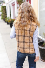 Load image into Gallery viewer, Layer Up Taupe Plaid Snap Button Quilted Puffer Vest
