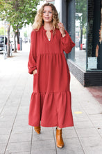 Load image into Gallery viewer, Lock Eyes Spice Notched Neck Frill Hem Tiered Maxi Dress
