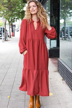 Load image into Gallery viewer, Lock Eyes Spice Notched Neck Frill Hem Tiered Maxi Dress
