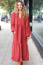 Load image into Gallery viewer, Lock Eyes Spice Notched Neck Frill Hem Tiered Maxi Dress
