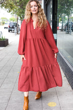 Load image into Gallery viewer, Lock Eyes Spice Notched Neck Frill Hem Tiered Maxi Dress
