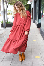 Load image into Gallery viewer, Lock Eyes Spice Notched Neck Frill Hem Tiered Maxi Dress
