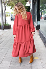 Load image into Gallery viewer, Lock Eyes Spice Notched Neck Frill Hem Tiered Maxi Dress
