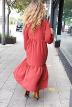 Load image into Gallery viewer, Lock Eyes Spice Notched Neck Frill Hem Tiered Maxi Dress
