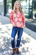 Load image into Gallery viewer, Feeling Femme Red Floral Brushed Hacci Sweater Top
