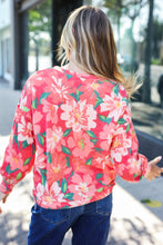 Load image into Gallery viewer, Feeling Femme Red Floral Brushed Hacci Sweater Top
