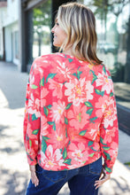 Load image into Gallery viewer, Feeling Femme Red Floral Brushed Hacci Sweater Top
