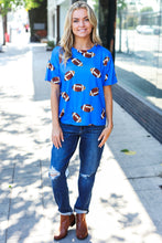 Load image into Gallery viewer, Game Day Blue Football Print Knit Top
