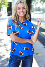 Load image into Gallery viewer, Game Day Blue Football Print Knit Top
