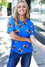 Load image into Gallery viewer, Game Day Blue Football Print Knit Top
