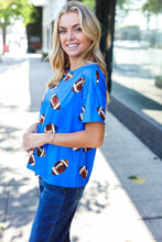 Load image into Gallery viewer, Game Day Blue Football Print Knit Top
