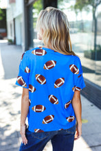 Load image into Gallery viewer, Game Day Blue Football Print Knit Top
