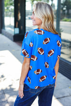 Load image into Gallery viewer, Game Day Blue Football Print Knit Top
