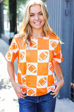 Load image into Gallery viewer, Turn Up The Volume Orange Football Checker Top
