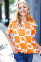 Load image into Gallery viewer, Turn Up The Volume Orange Football Checker Top
