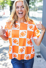 Load image into Gallery viewer, Turn Up The Volume Orange Football Checker Top
