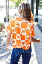 Load image into Gallery viewer, Turn Up The Volume Orange Football Checker Top
