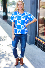 Load image into Gallery viewer, Turn Up The Volume Blue Football Checker Print Top
