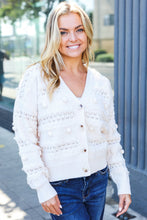 Load image into Gallery viewer, Everyday Cream Pom Pom Button Down Cardigan
