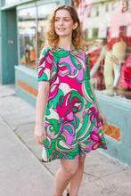 Load image into Gallery viewer, Feeling Bold Fuchsia &amp; Green Abstract Floral Print Dress
