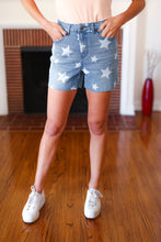 Load image into Gallery viewer, Light Wash Star Print High Rise Denim Shorts
