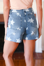 Load image into Gallery viewer, Light Wash Star Print High Rise Denim Shorts
