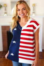 Load image into Gallery viewer, Stars &amp; Stripes Americana V Neck Dolman Sweater Top
