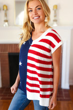 Load image into Gallery viewer, Stars &amp; Stripes Americana V Neck Dolman Sweater Top
