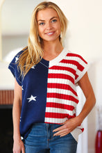 Load image into Gallery viewer, Stars &amp; Stripes Americana V Neck Dolman Sweater Top
