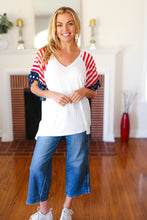 Load image into Gallery viewer, Feeling Patriotic Stars &amp; Stripes Flutter Sleeve V Neck Top
