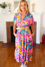 Load image into Gallery viewer, Tropical Trance Fuchsia Floral Smocked Waist Maxi Dress
