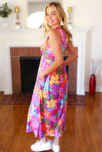 Load image into Gallery viewer, Diva Dreams Multicolor Tropical Floral Fit &amp; Flare Maxi Dress
