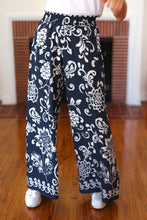 Load image into Gallery viewer, You Got This Navy Paisley Floral Smocked Waist Palazzo Pants
