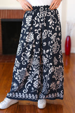 Load image into Gallery viewer, You Got This Navy Paisley Floral Smocked Waist Palazzo Pants
