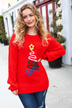 Load image into Gallery viewer, All I Want Red Christmas Tree Lurex Embroidery Sweater
