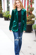 Load image into Gallery viewer, Dazzling Hunter Green Velvet Lapel Blazer
