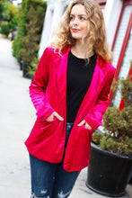 Load image into Gallery viewer, Dazzling Magenta Velvet Lapel Blazer
