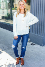 Load image into Gallery viewer, Casual Living White Loose Knit Henley Button Sweater
