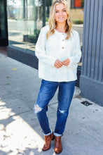 Load image into Gallery viewer, Casual Living White Loose Knit Henley Button Sweater
