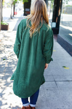 Load image into Gallery viewer, Turn Heads Forest Green Fleece Button Down Duster Jacket
