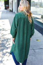 Load image into Gallery viewer, Turn Heads Forest Green Fleece Button Down Duster Jacket
