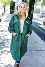 Load image into Gallery viewer, Turn Heads Forest Green Fleece Button Down Duster Jacket
