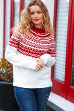 Load image into Gallery viewer, Feeling Festive Ivory &amp; Red Fair Isle Mock Neck Sweater
