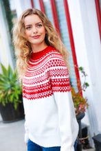 Load image into Gallery viewer, Feeling Festive Ivory &amp; Red Fair Isle Mock Neck Sweater
